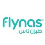 flynas flight logo wrote in light blue color and also show with arabic. placed in white background